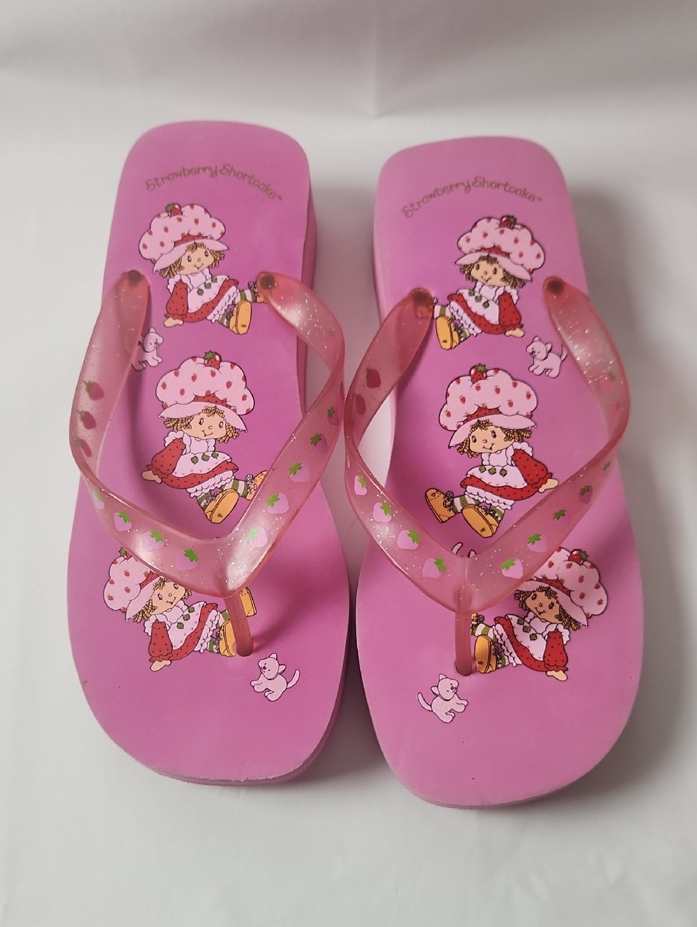 Y2K Pink Strawberry Shortcake Flip Flops Size L